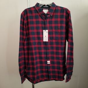 American Heritage Navy and Red Plaid Flannel Shirt